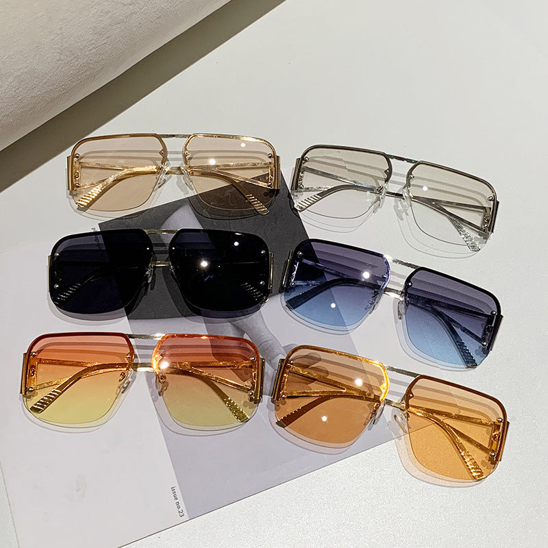 Wholesale New Sunglasses Men's Advanced Sense Metal Half-frame Aviator Sunglasses Women's Fashion